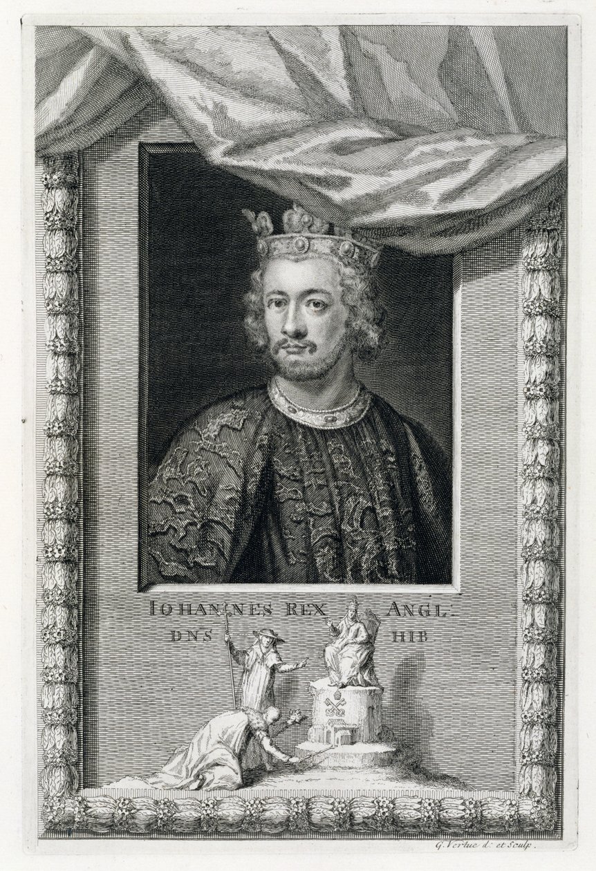 Jan (1167-1216) król Anglii z 1199 roku, sztychowany przez artystę (rycina) autorstwa George Vertue