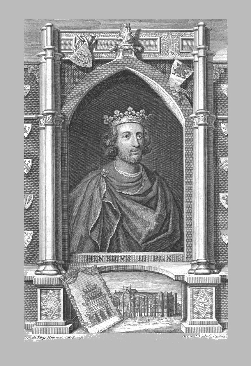 Pomnik Henryka III, ok. 1730. autorstwa George Vertue