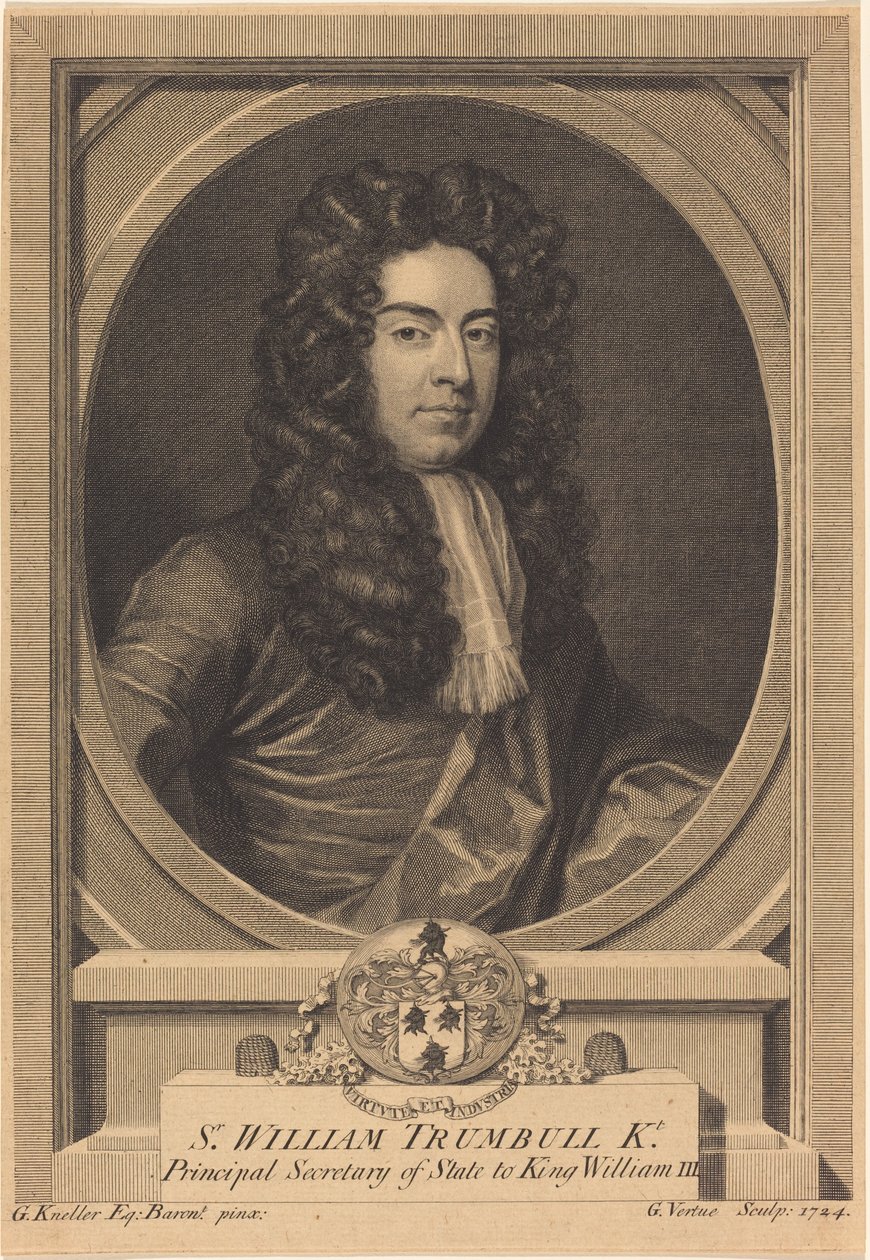 William Trumbull autorstwa George Vertue after Sir Godfrey Kneller