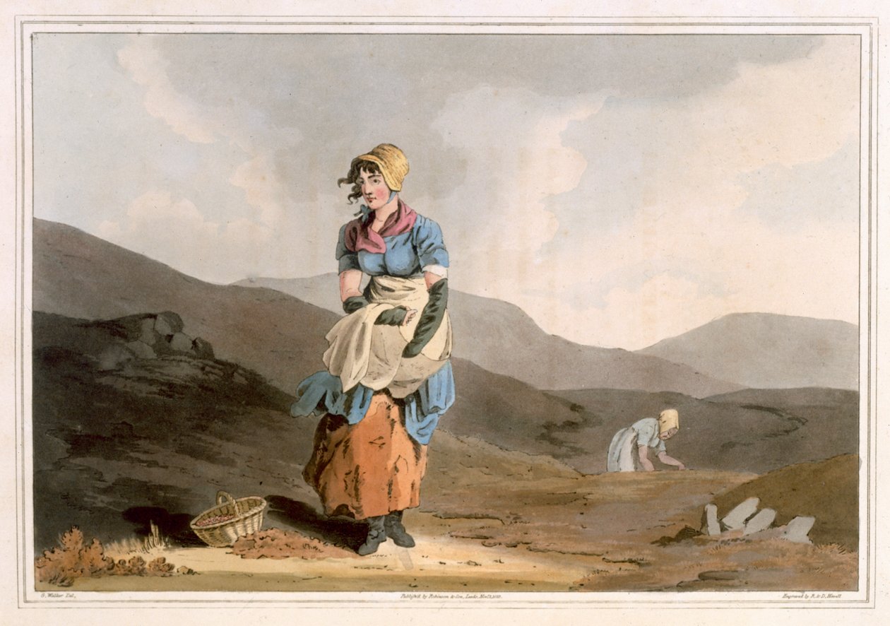 The Cranberry Girl, rytowane przez Roberta Havella Starszego, opublikowane 1814 przez Robinson and Son, Leeds autorstwa George Walker