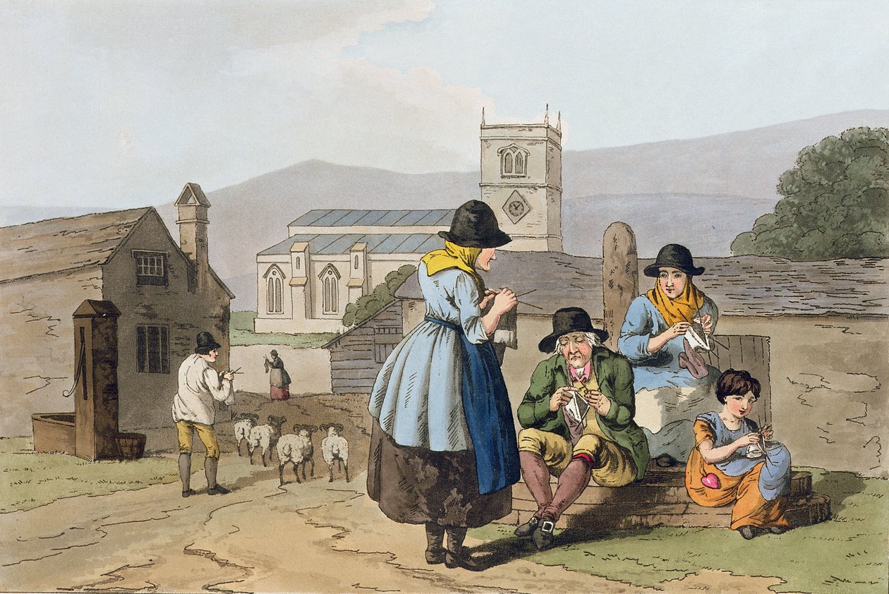 Dziewiarze z Wensleydale, z `Costume of Yorkshire