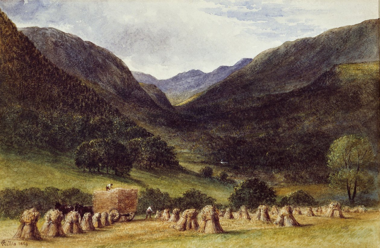 Żniwa, Llyn Crafnant, Północna Walia, 1869 autorstwa George Augustus Wallis