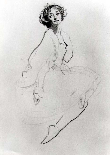 Studium tancerki baletowej, ok. godz. 1911 (kreda na papierze) (zdjęcie czarno-białe) autorstwa George Washington Lambert