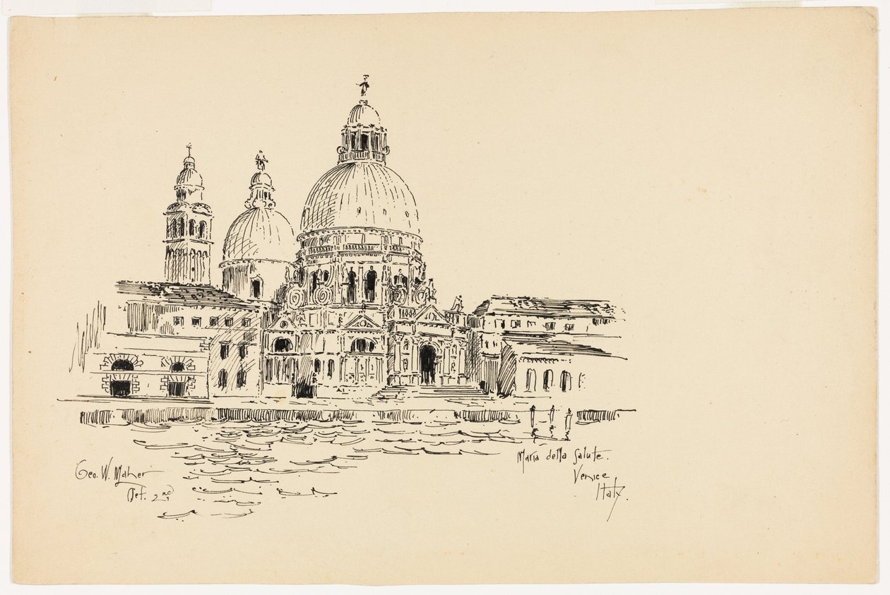 Sta. Maria della Salute, Wenecja, Włochy, Travel Sketch autorstwa George Washington Maher