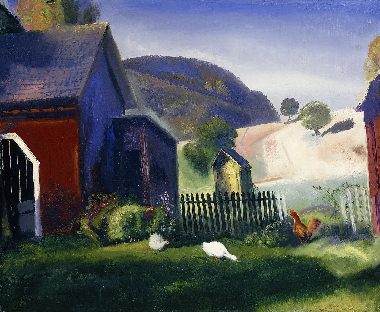 Podwórko i kurczaki, 1924 autorstwa George Wesley Bellows