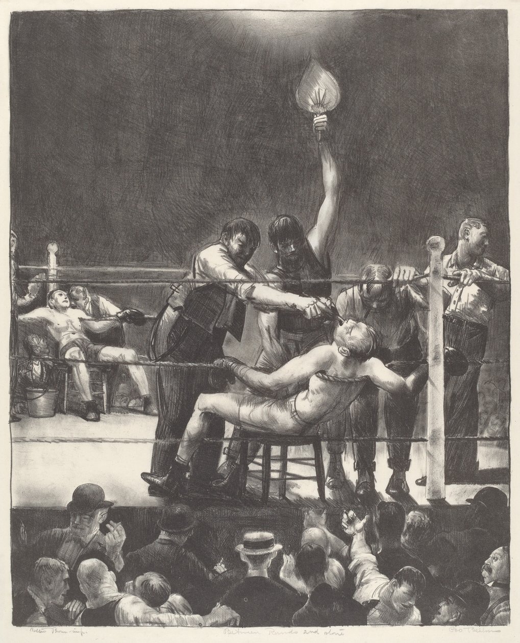 Między rundami, mały, drugi kamień, 1923. autorstwa George Wesley Bellows
