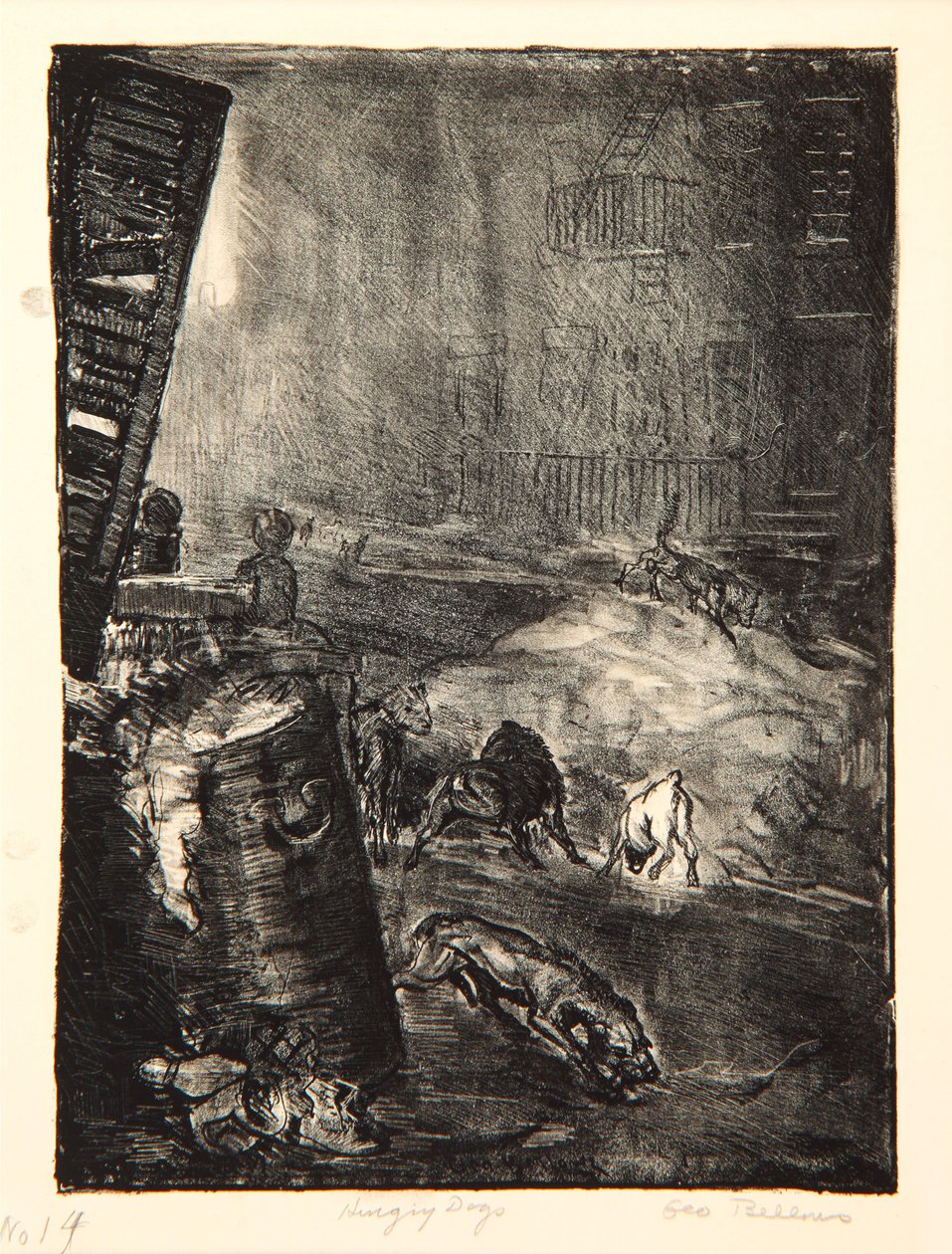 Hungry Dogs, Second Stone, 1916 autorstwa George Wesley Bellows