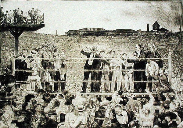Przedstawiamy Georgesa Carpentiera (1894-1975): walkę Dempsey-Carpentier autorstwa George Wesley Bellows