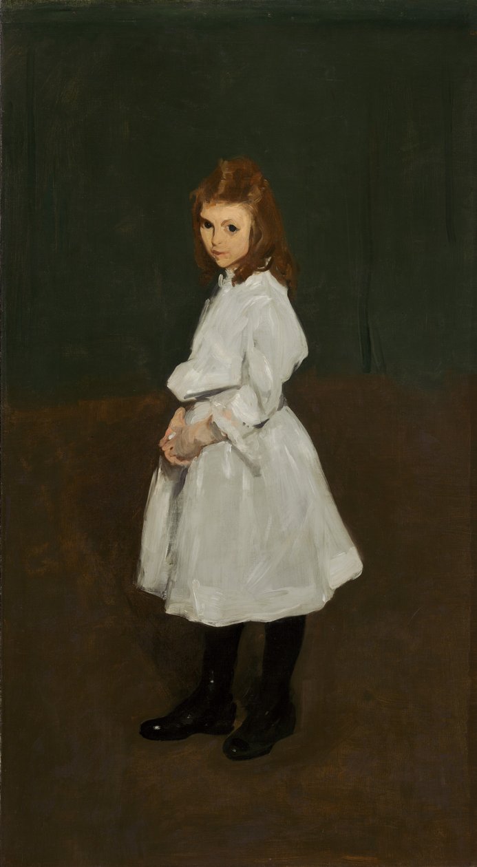 Mała dziewczynka w bieli Queenie Burnett, 1907. autorstwa George Wesley Bellows