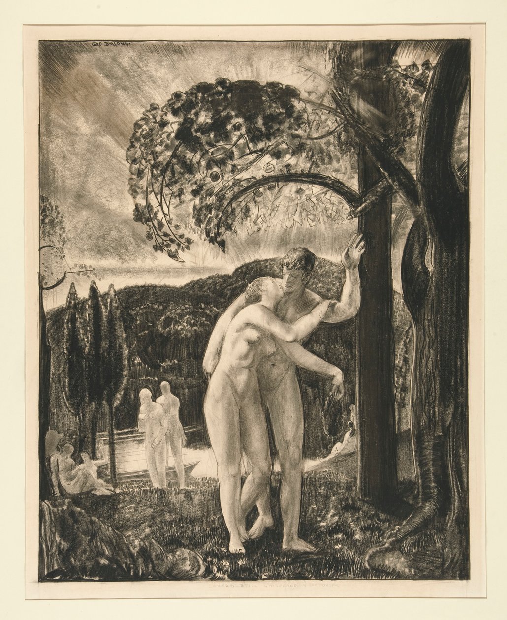 Kochankowie wciąż szeptali o zmierzchu autorstwa George Wesley Bellows