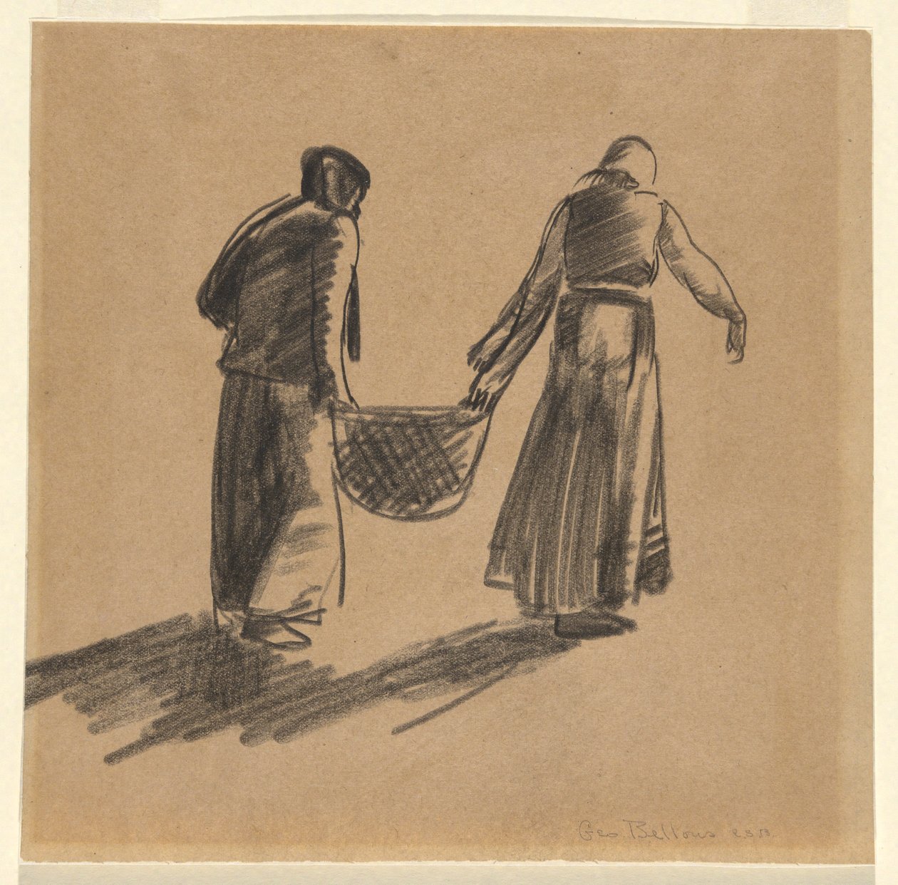 Kobieta z koszykiem i okładką z instrukcją nadruku autorstwa George Wesley Bellows