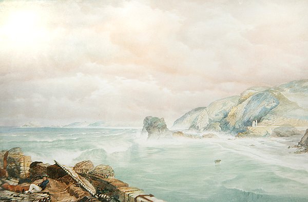 St. Agnes Head, Kornwalia, ok. 1855 (akwarela na papierze) autorstwa George Whitaker