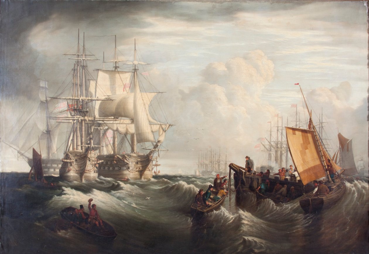 „Stawianie kotwicy w Spithead”, 1859 autorstwa George William Mote