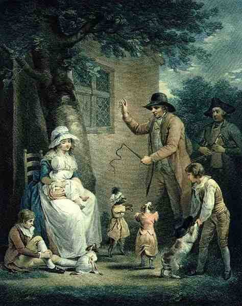 Tańczące psy, ryt. Thomas Gaugain (1748-1812), wyd. T. Philipe, 1796 (grafika punktowana) (para 125548) autorstwa George after Morland