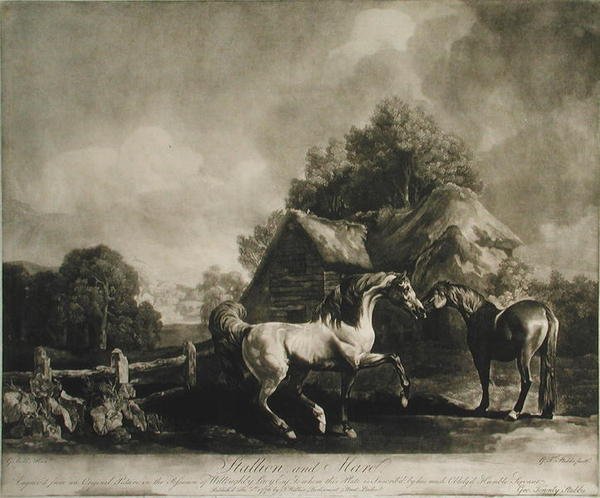 Ogier i Klacz, rytowane przez George Townley Stubbs (1756-1815) 1776 (mezzotinta) autorstwa George after Stubbs