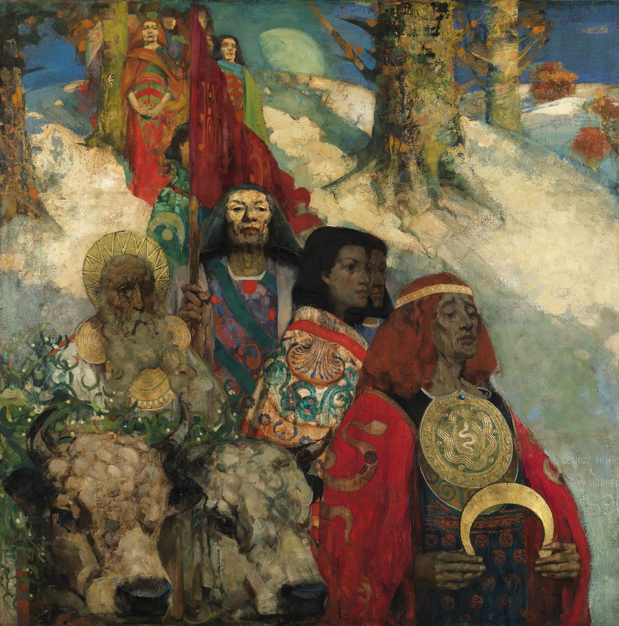 Druidzi – wprowadzenie jemioły autorstwa George and Hornel Edward A. (1864 1933) Henry