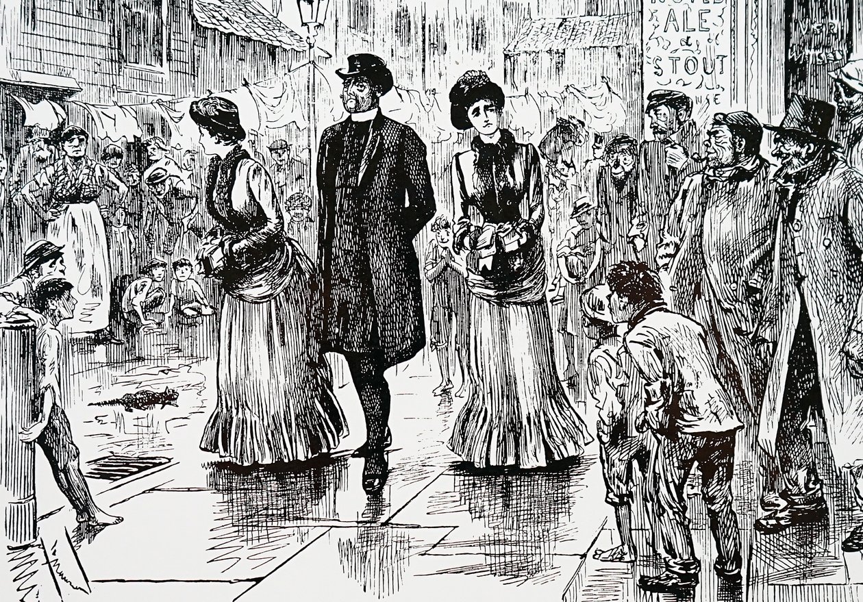 Inspekcja niższych rzędów. George du Maurier (1834-1896), rysownik i pisarz francusko-brytyjski autorstwa George du Maurier