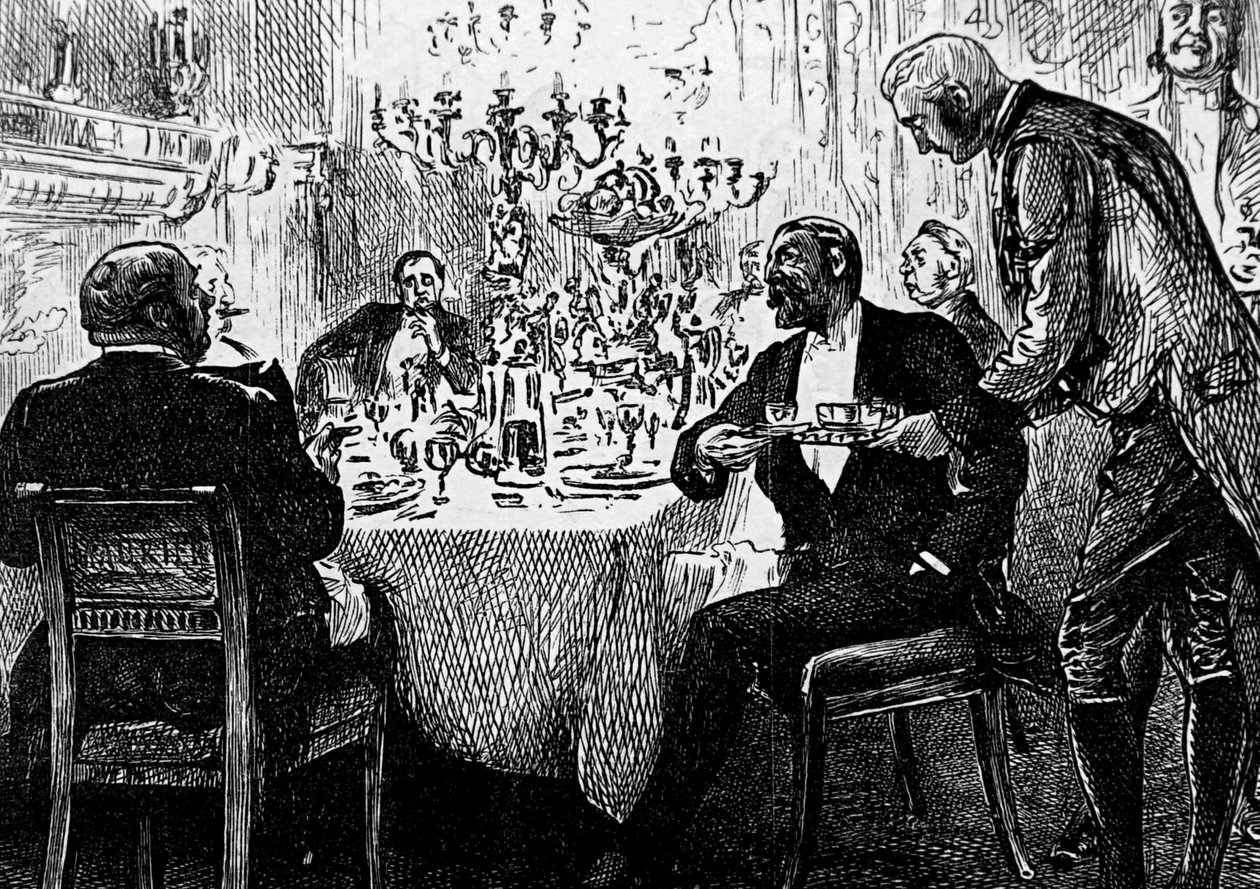 Rodzina z wyższej klasy przy stole autorstwa George du Maurier