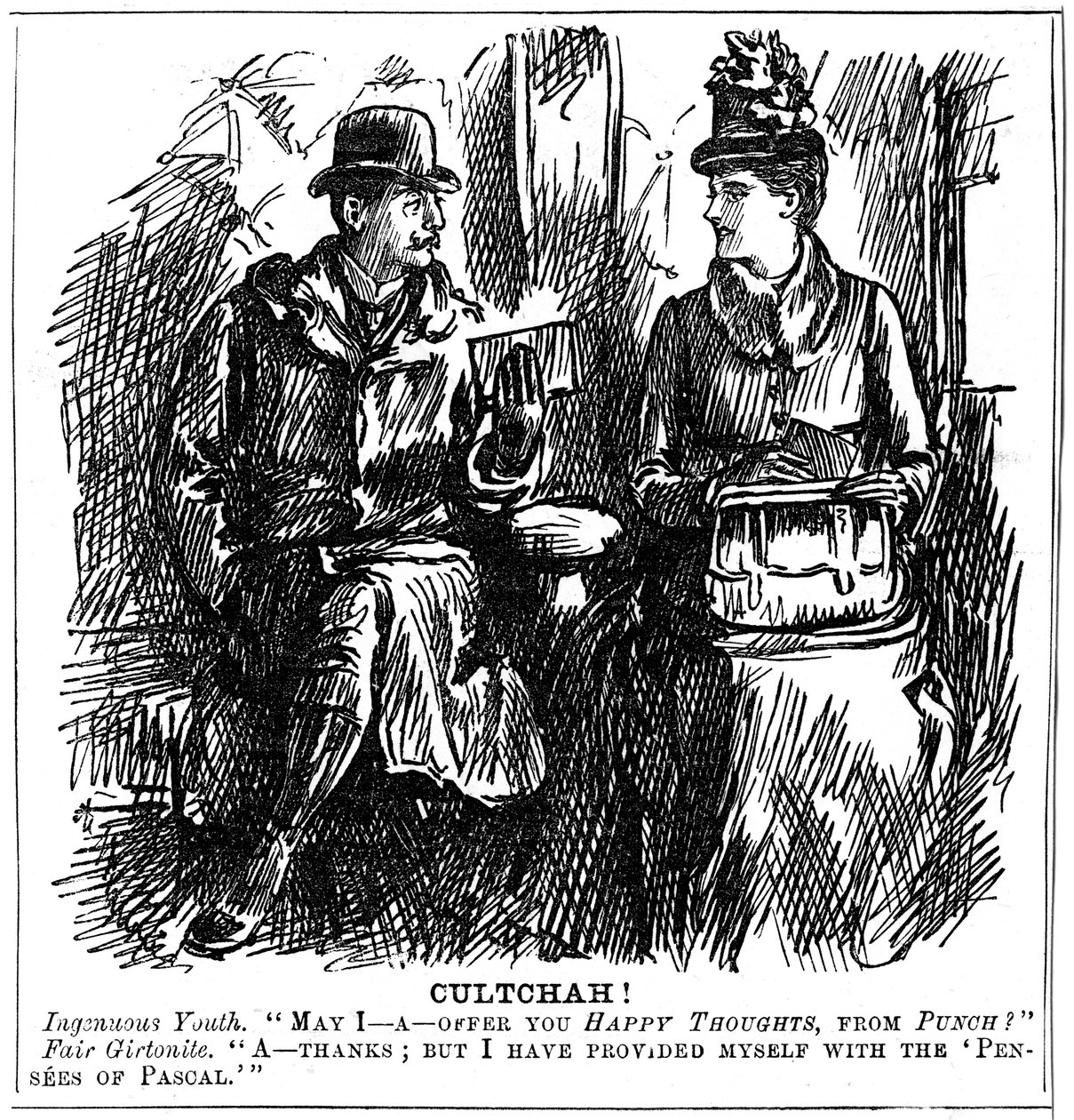 Korzyści z wykształcenia uniwersyteckiego dla kobiet, 1887 autorstwa George du Maurier