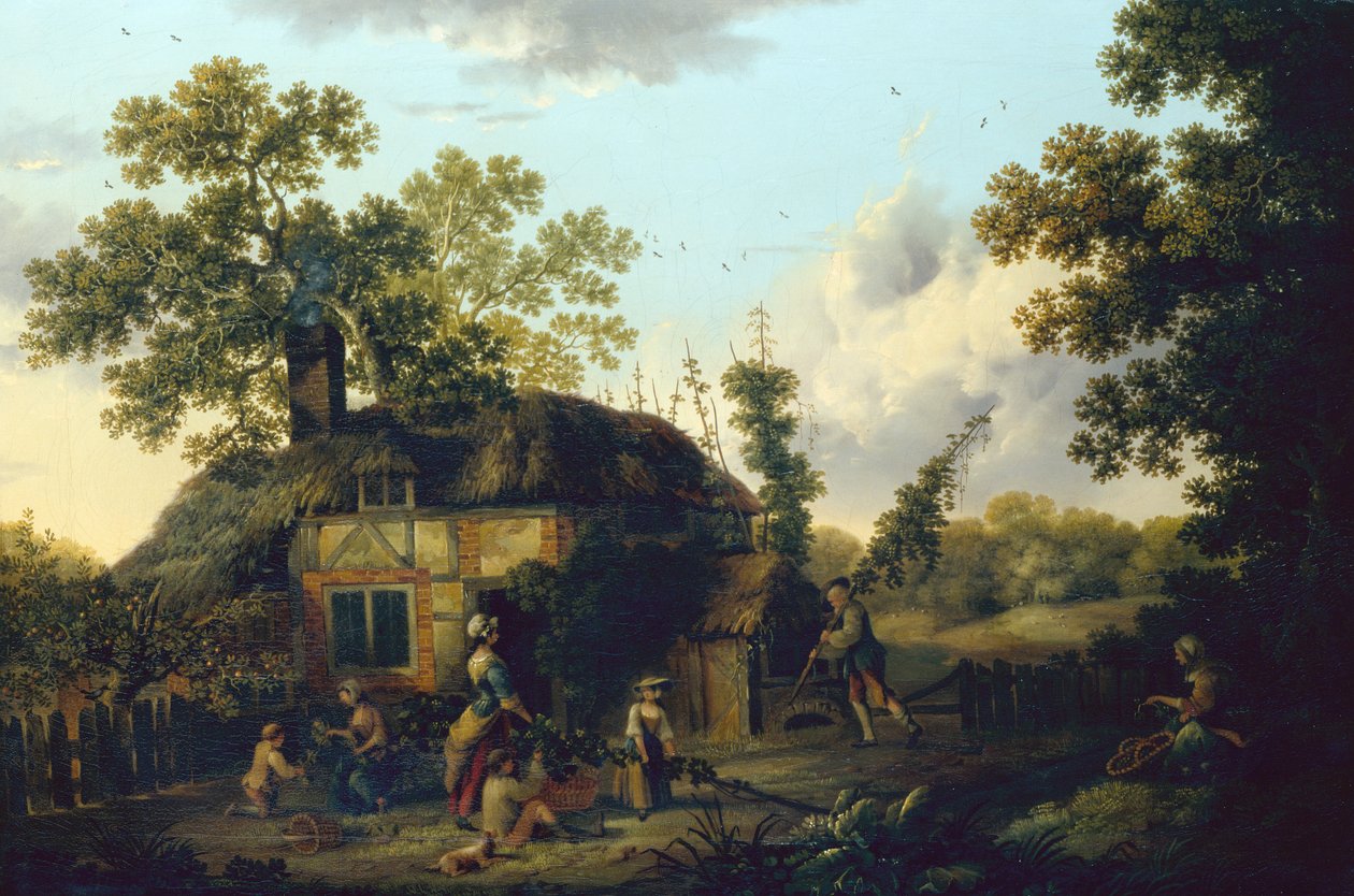 Zbieracze chmielu (olej na płótnie) autorstwa George of Chichester Smith