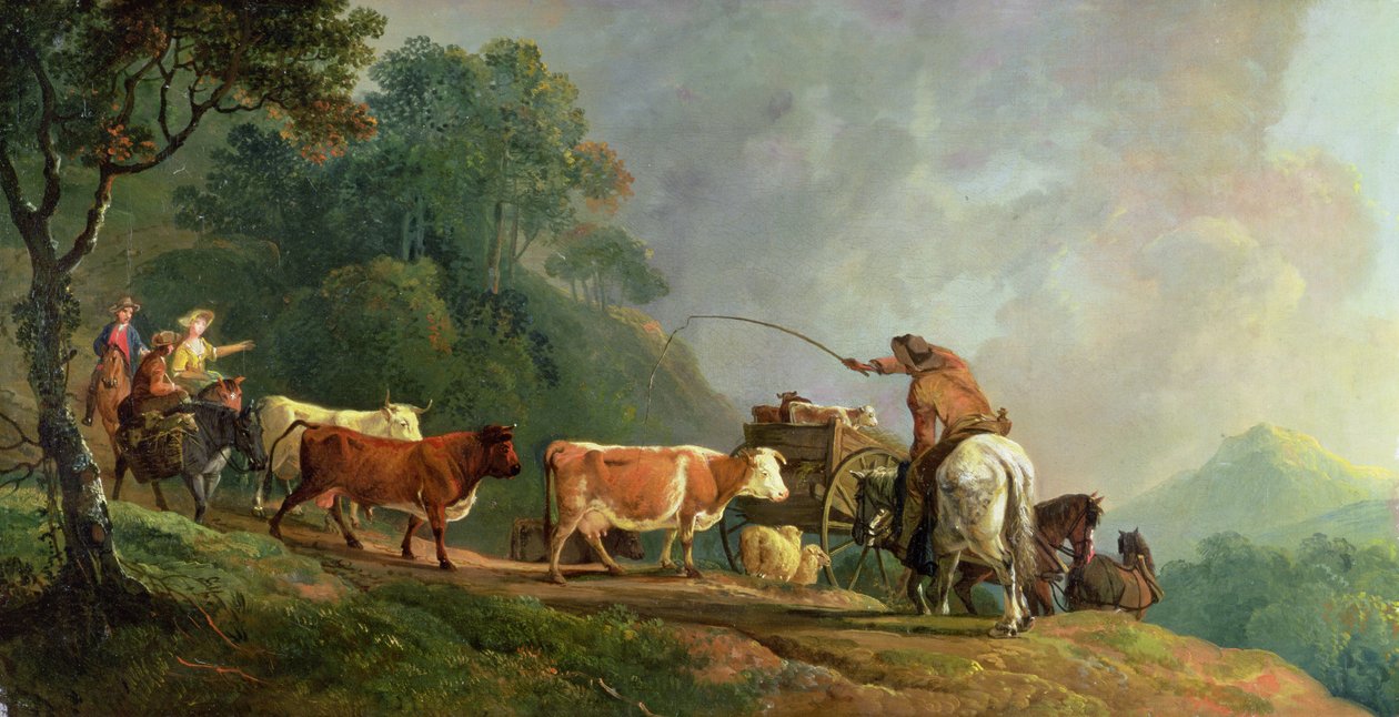 Idąc na targ (olej na płótnie) autorstwa George the Elder Barret