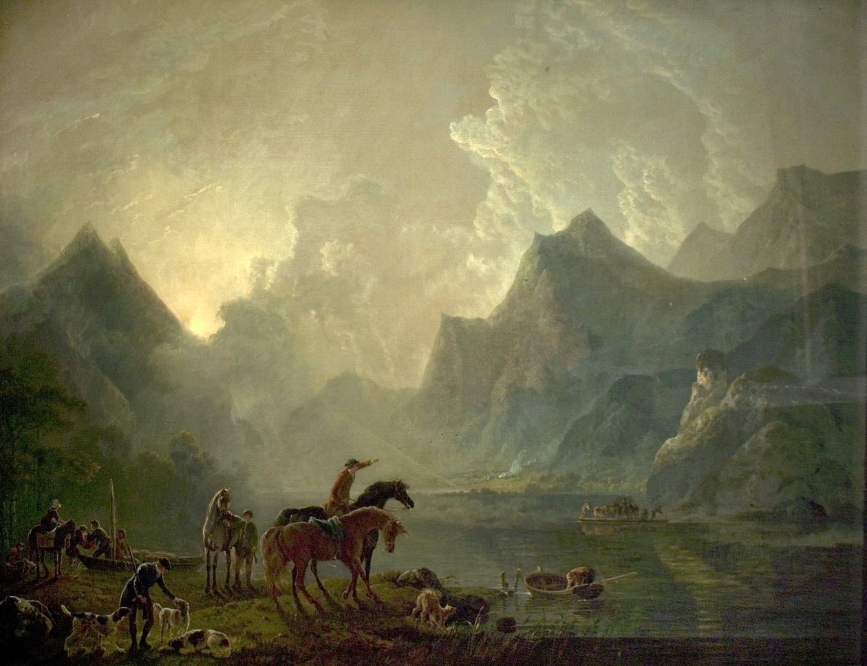 Jezioro Llanberis i zamek Dolbadarn, Północna Walia, 1777 autorstwa George the Elder Barret