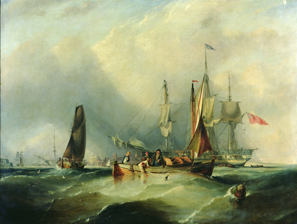 Wojna i łodzie rybackie przy Southsea autorstwa George the Elder Chambers