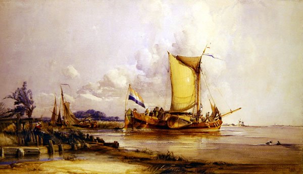 Holenderskie łodzie rybackie autorstwa George the Elder Chambers