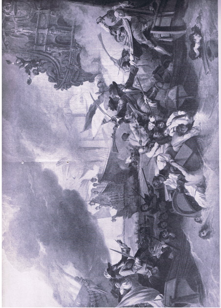 Bitwa pod La Hogue, 23-24 maja 1692: Zniszczenie floty francuskiej, ilustracja z brytyjskich bitew na lądzie i morzu, 1915 autorstwa George the Elder Chambers