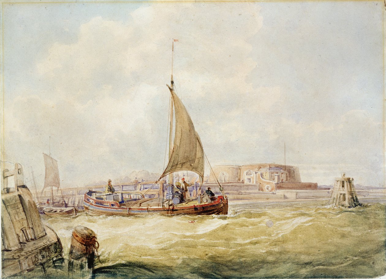 Stary port, Hull (pióro, ołówek, sepia i akwarela na papierze) autorstwa George the Elder Chambers