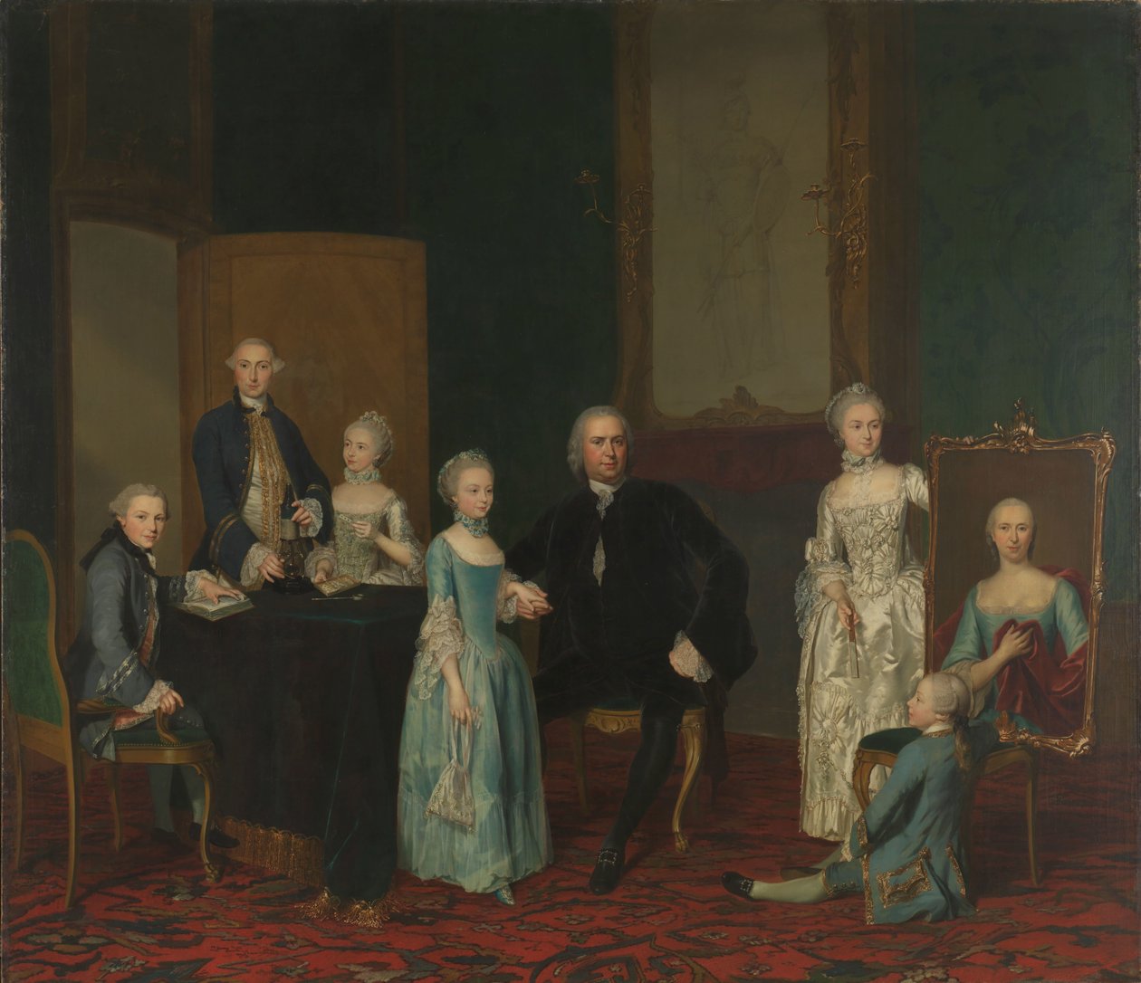 Portret Pietera Cornelisa Hasselaera, doradcy Holenderskiej Kompanii Wschodnioindyjskiej i burmistrza Amsterdamu, wraz z rodziną autorstwa George van der Mijn