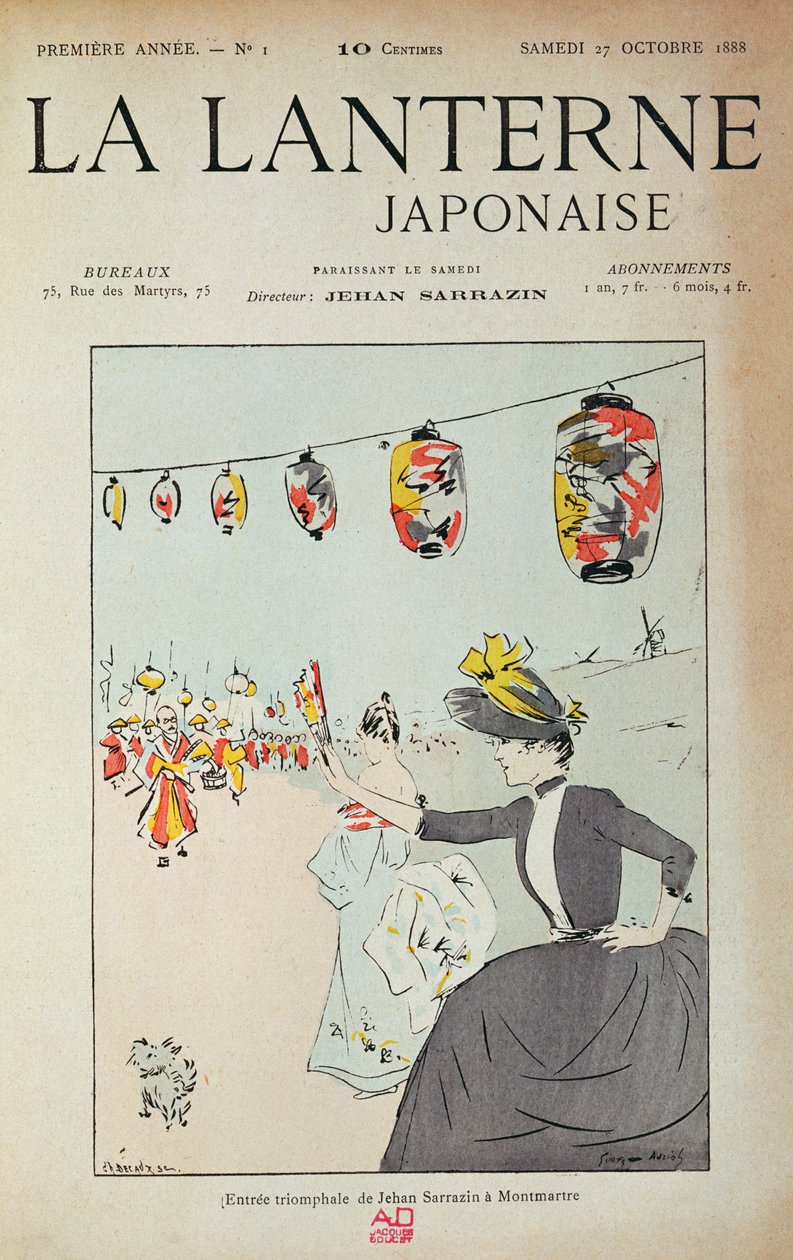 Okładka pierwszego numeru „La Lanterne Japonaise” wydanego przez poetę Jehana Sarrazina, który zakupił kabaret „le Divan Japonais” w 1888 r., 27 października 1888 r. autorstwa Georges Auriol