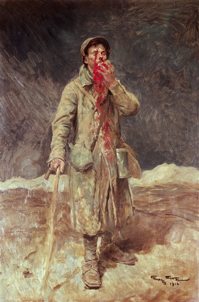 Ranny żołnierz, 1916 autorstwa Georges Bertin Scott