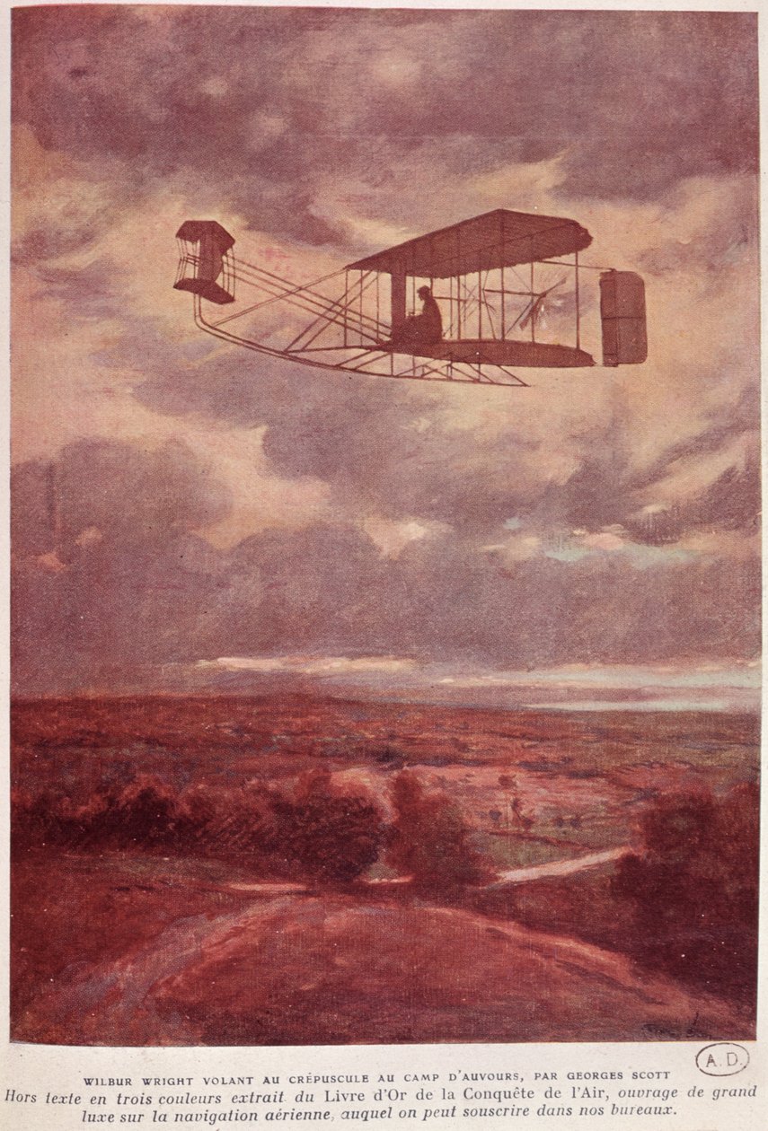 Wilbur Wright (1867-1912) podczas bicia rekordu nocnego lotu w Camp d
