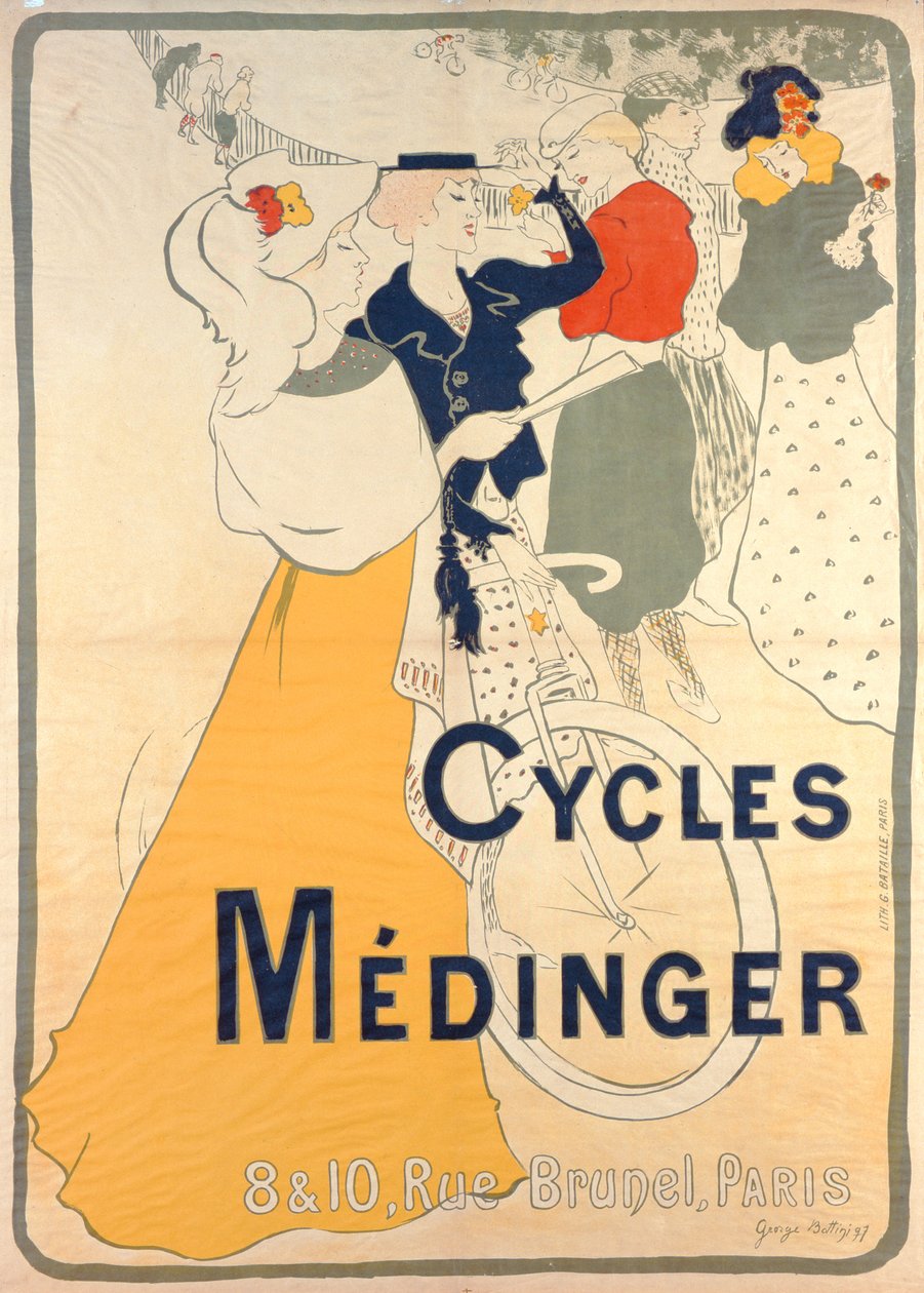 Plakat reklamujący rowery Medinger, 1897 autorstwa Georges Bottini