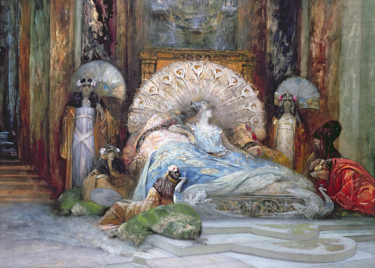 Sarah Bernhardt w tytułowej roli „Theodory” Victoriena Sardou, produkcja w Paryżu w latach 1884, 1902 autorstwa Georges Clairin