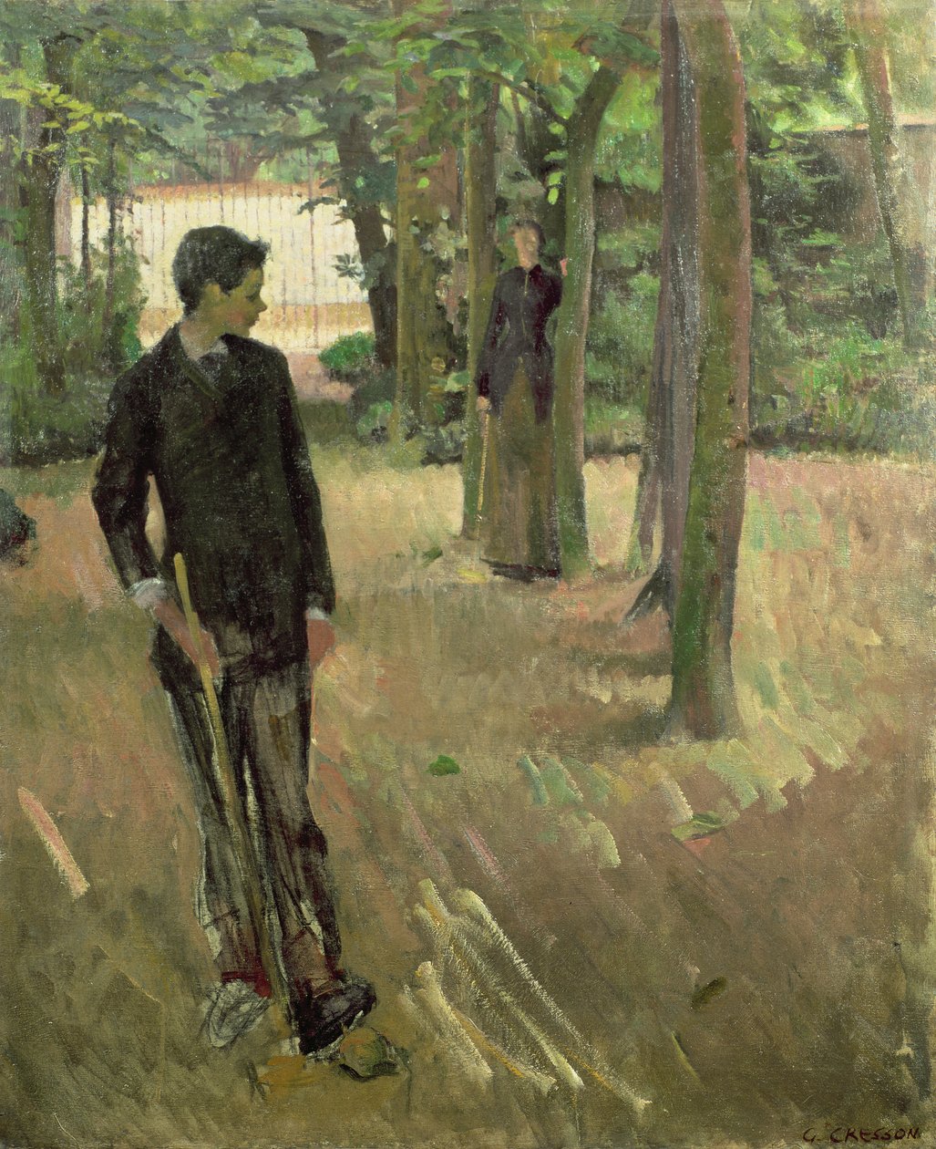 Chłopiec grający w krokieta autorstwa Georges Cresson