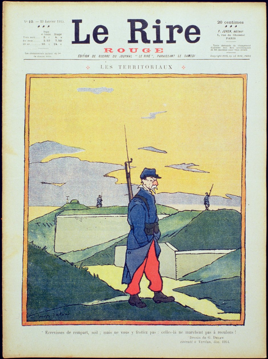 „Raki szańcowe też; ale nie ocieraj się o to: te nie cofają się!”, przednia okładka „Le Rire Rouge”, 23 stycznia 1915 autorstwa Georges Delaw