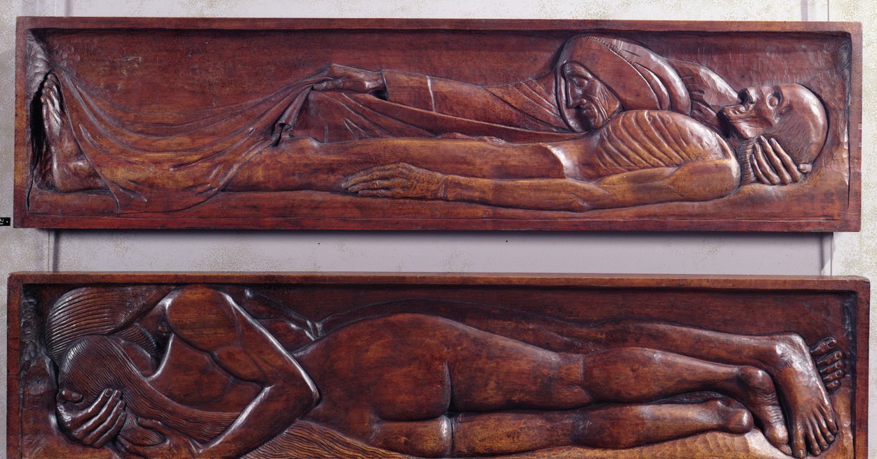 Śmierć, drewniany panel łóżka, 1894-96 (drewno) autorstwa Georges Lacombe