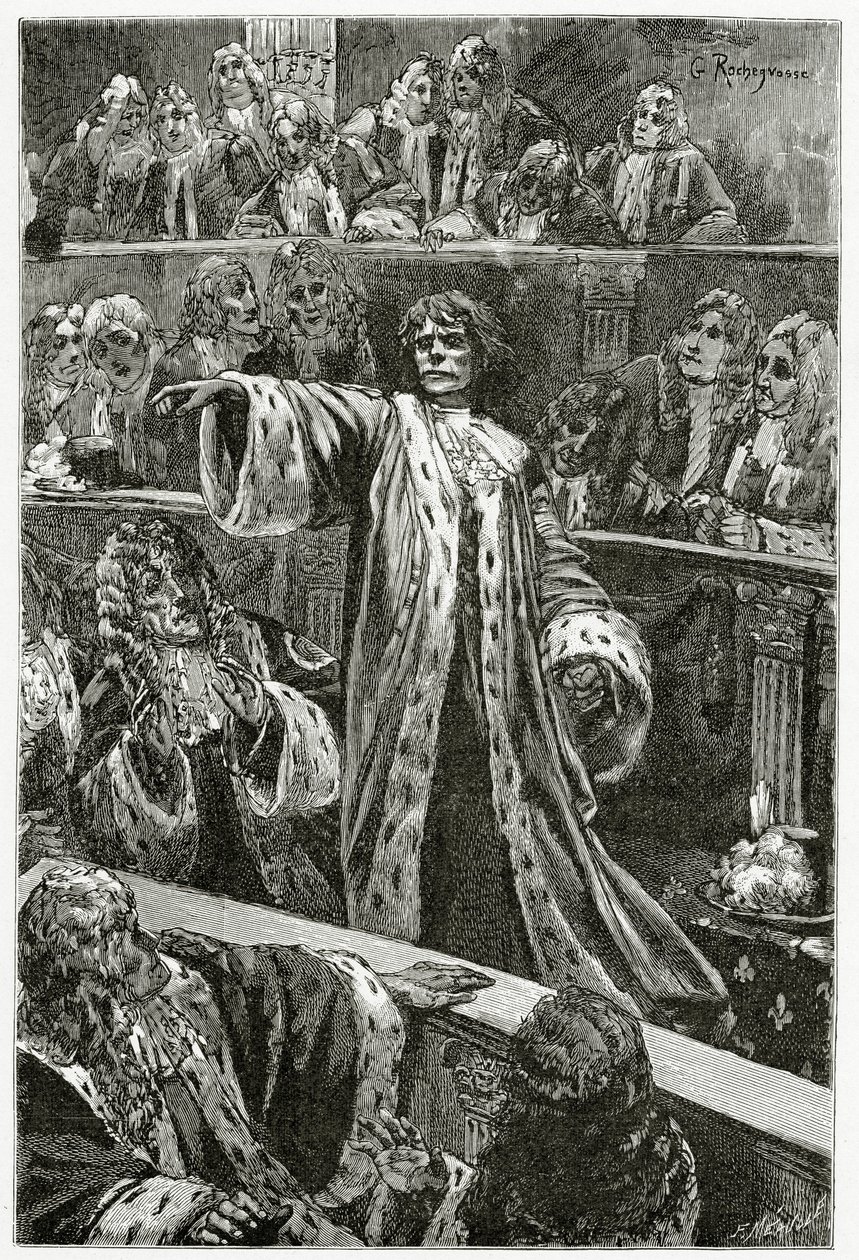 Gwynplaine w Izbie Lordów - ilustracja z L