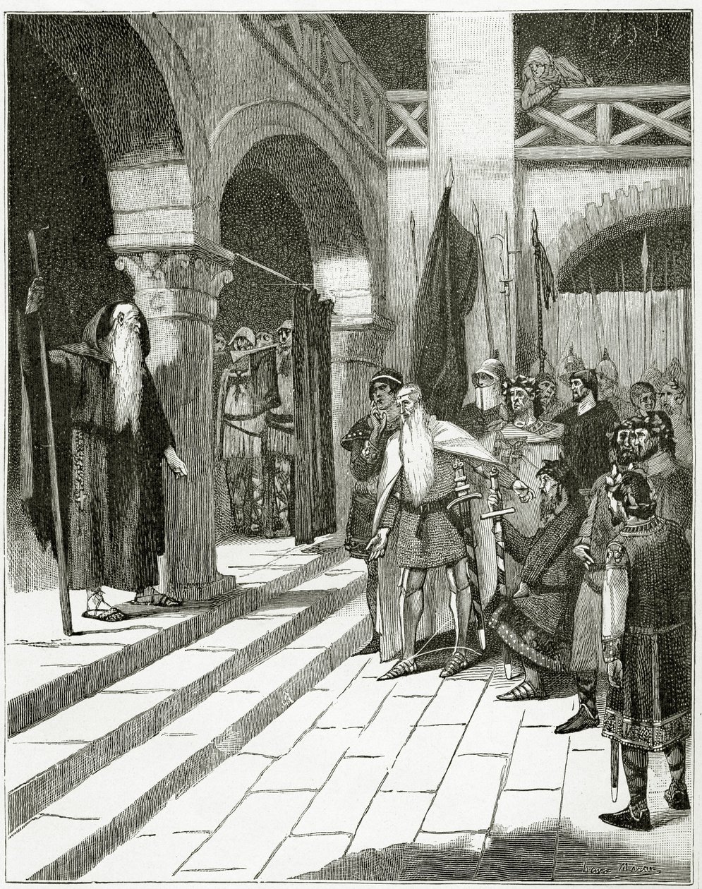 Les Burgraves, XIX w. (grawerunek bw) autorstwa Georges Marie Rochegrosse