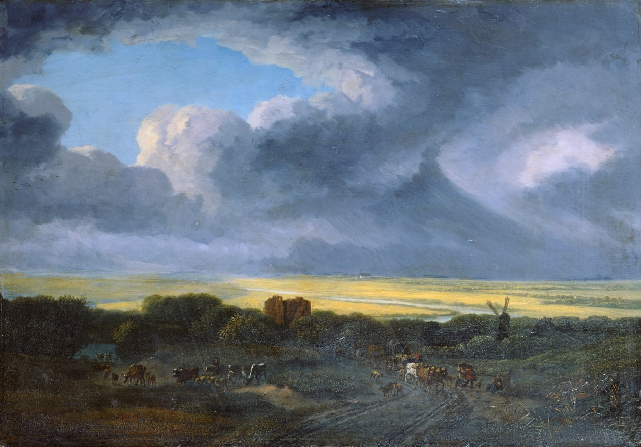 Burzowy krajobraz, 1795 autorstwa Georges Michel