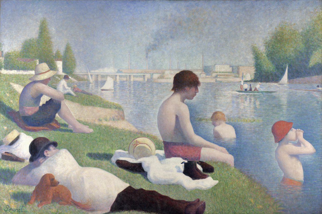 Kąpiący się w Asnières, 1884 autorstwa Georges Seurat