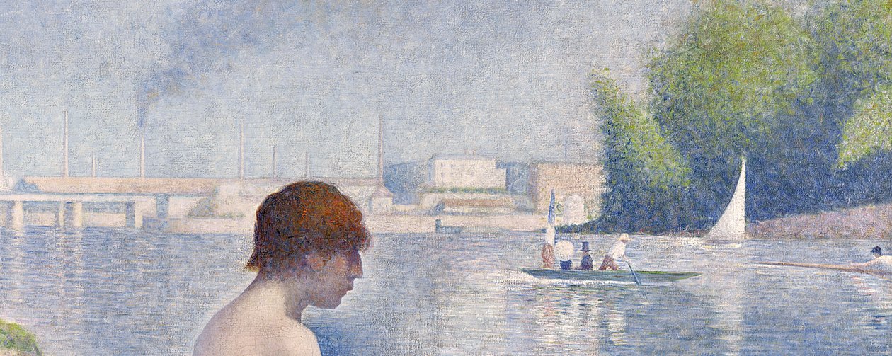 Kąpiący się w Asnières, 1884 olej na płótnie, detal z 2136 autorstwa Georges Seurat