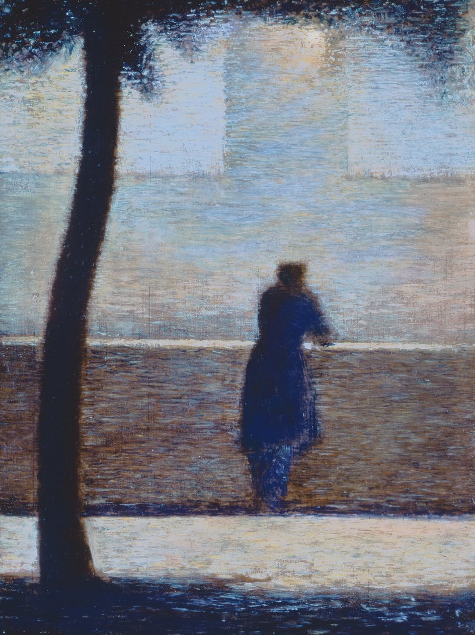 Mężczyzna oparty o parapet (olej na tekturze) autorstwa Georges Seurat