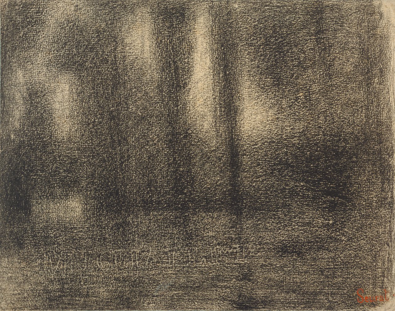 Topole, ok. 1883-4 (kredka Conte na papierze michalett) autorstwa Georges Seurat