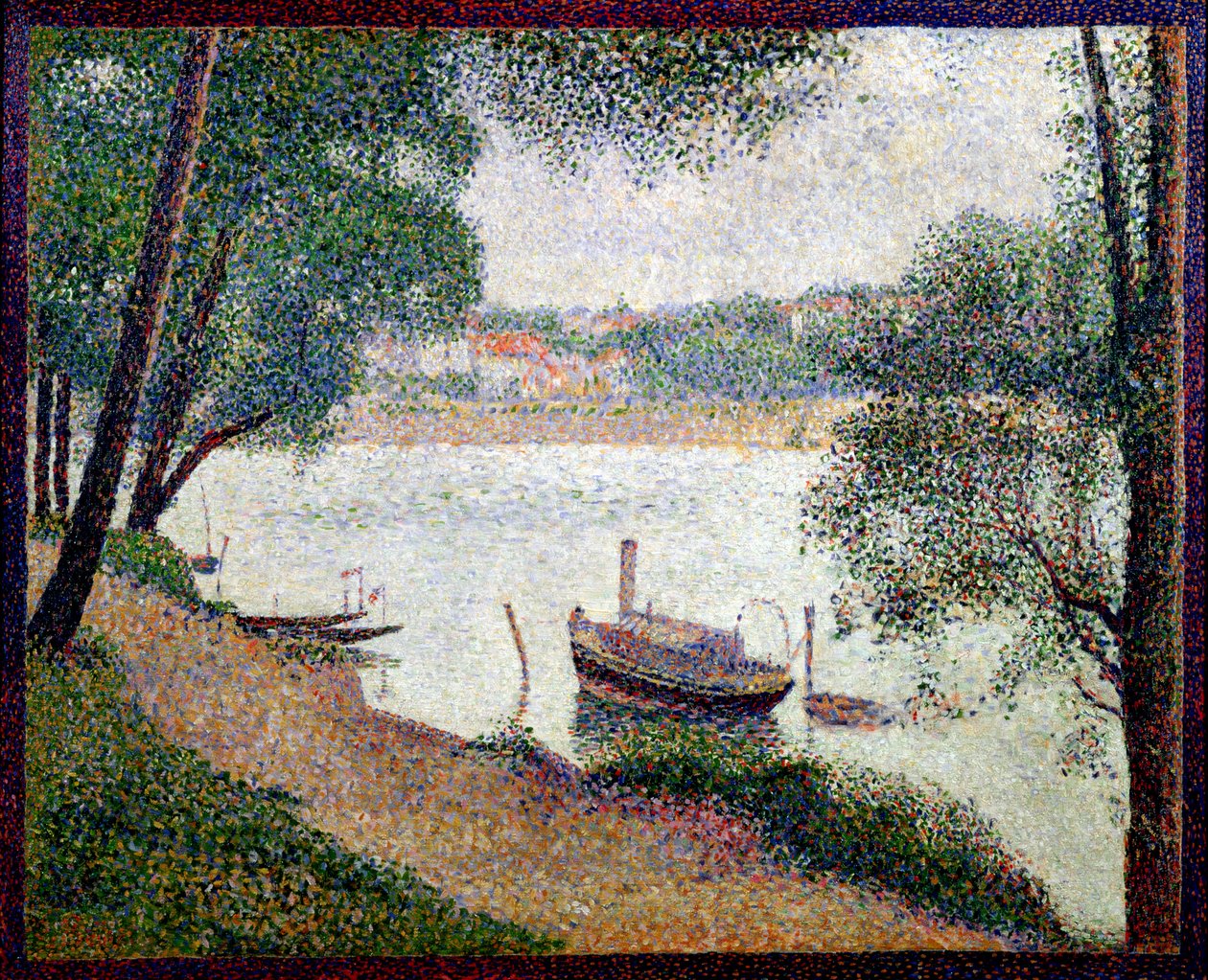 Rzeka Krajobraz z łodzią autorstwa Georges Seurat