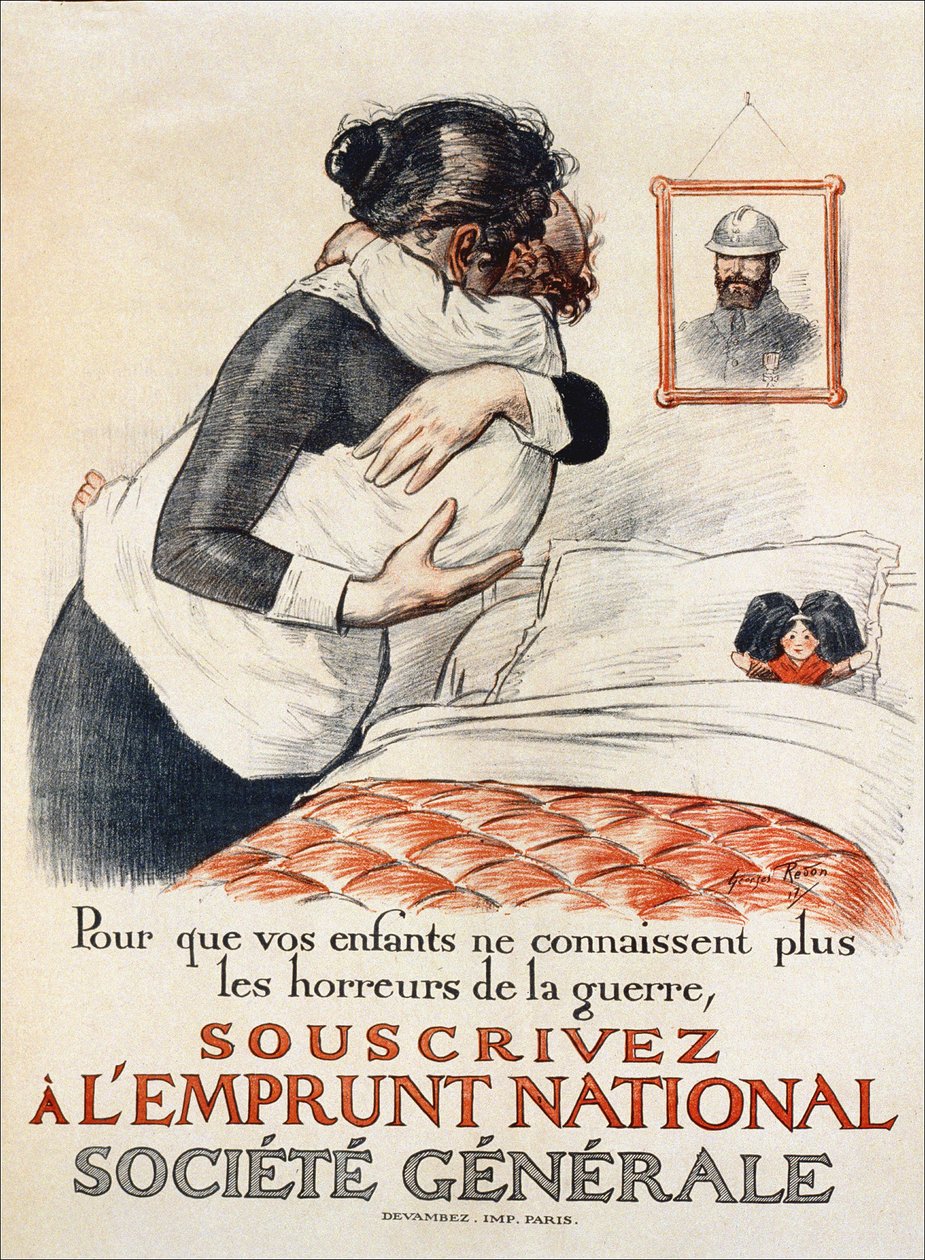 Aby Twoje dzieci nie doświadczały okropności wojny, zasubskrybuj pożyczkę narodową Societe Generale – plakat, 1917 autorstwa Georges Redon