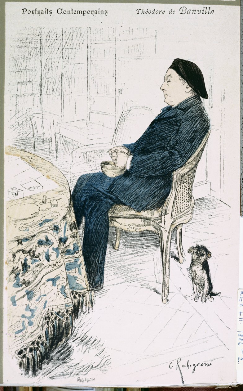 Theodore de Banville (1823-91), z "La Revue Illustree, 1886 (rycina kolorowa) autorstwa Georges Marie Rochegrosse