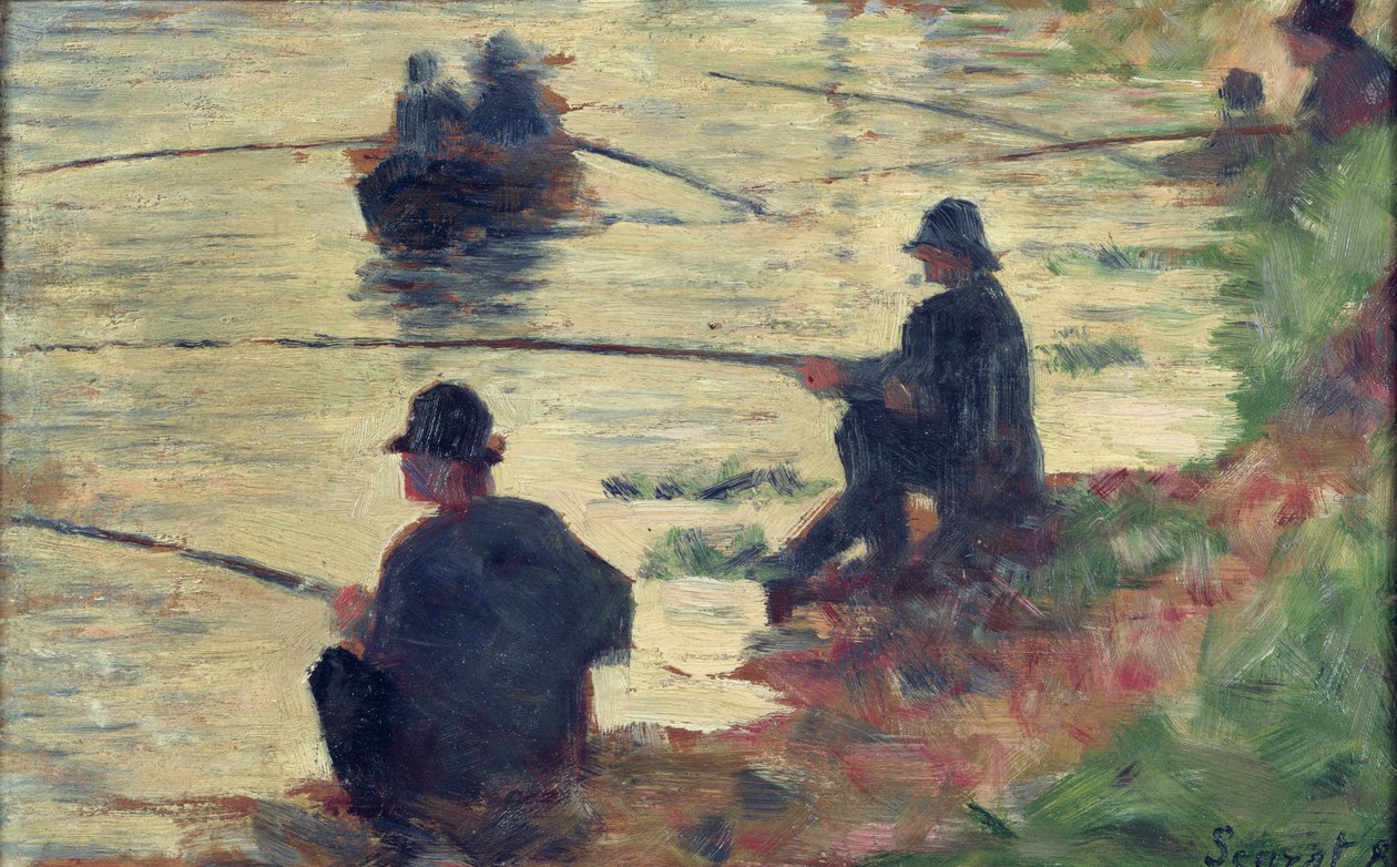Wędkarze, studium dla „La Grande Jatte”, 1883 autorstwa Georges Seurat